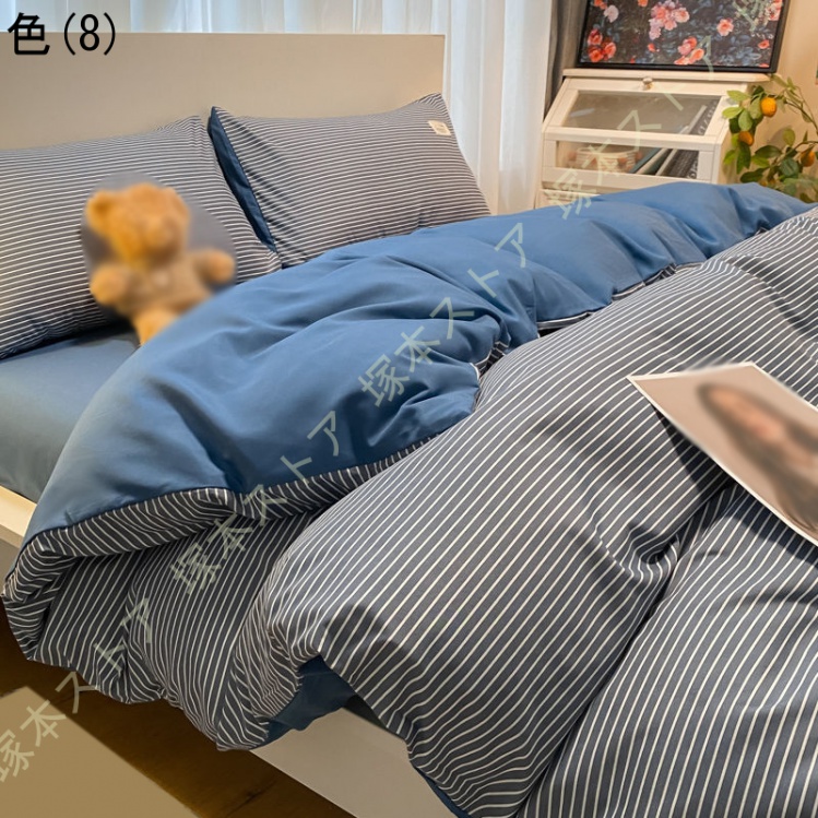 新品★綿100%ブルーすみれ花束とリボンのシングル布団カバーと枕カバー３点セット 新品☆綿100%ブルーすみれ花束とリボンのシングル布団カバーと枕