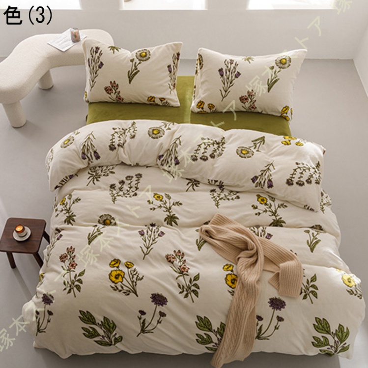 インテリア 寝具 防寒 秋冬用 布団カバー ダブル 掛け布団カバー 3点 4点セット 秋冬 きれいめ 北欧 フラットシーツ ボックスシーツ 寝室 洋式 和式_3