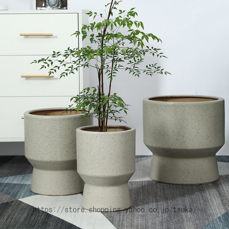 観葉植物ポット 陶器製 植木鉢 円形 シンプル 底穴あり ヨーロッパ調