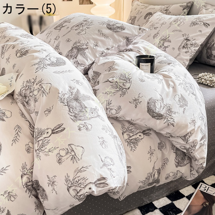 布団カバーセット 4点セット 抽象 掛け布団カバー 綿100% ベッド用品 シーツカバー 姫系カバー 寝具カバー 枕カバー 敷き布団カバー おしゃれ 可愛い 北欧風 |  | 05