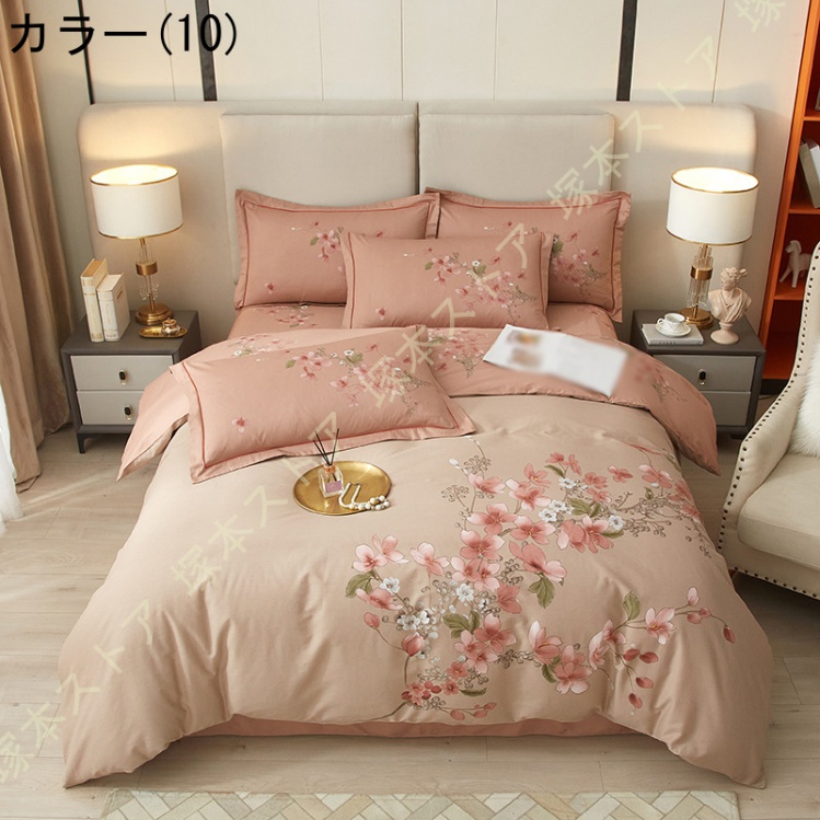 寝具カバーセット 綿100% 敷き布団カバー 掛ふとんカバー 花柄 姫系カバー4点セット 布団カバーセット 掛布団カバー 掛け布団カバー フラットシーツ 枕カバー |  | 10
