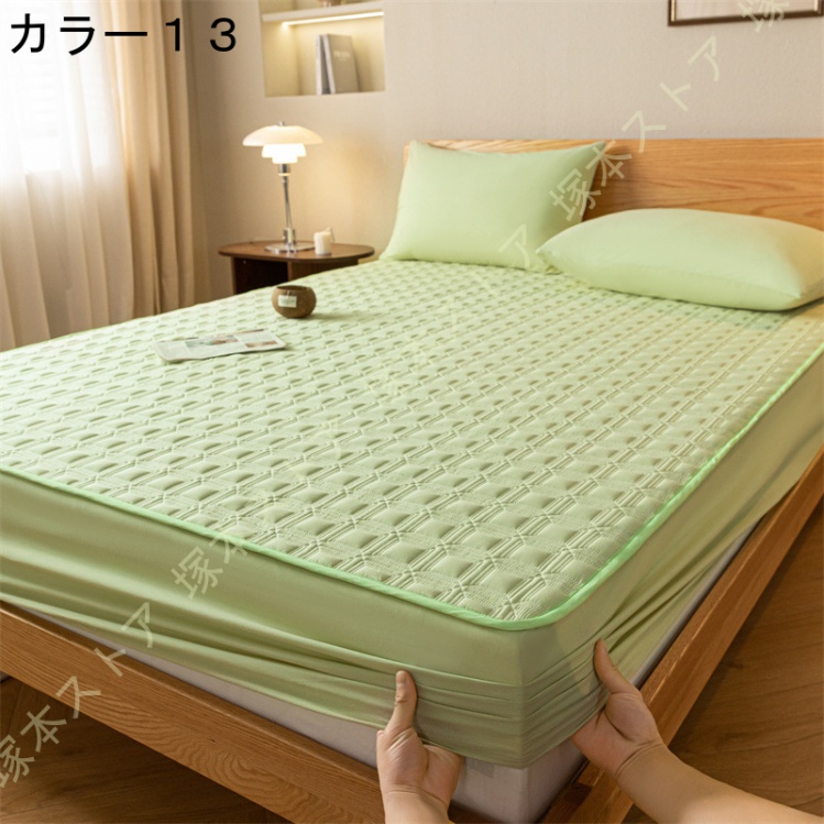 パッド一体型ボックスシーツ セミダブル 綿 キルティング ベッドパッド