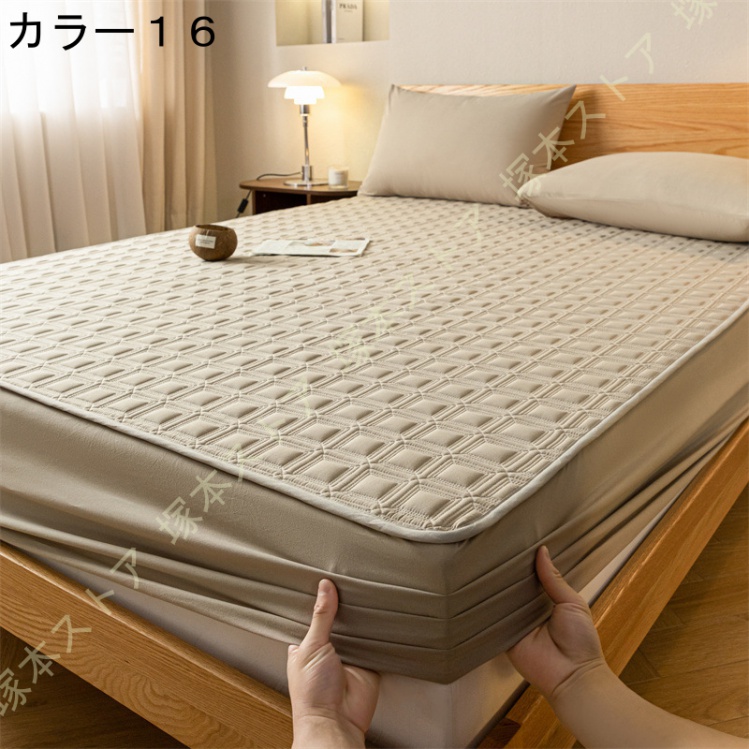 パッド一体型ボックスシーツ セミダブル 綿 キルティング ベッドパッド