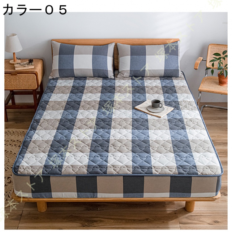 パッド一体型ボックスシーツ セミダブル 綿 キルティング ベッドパッド