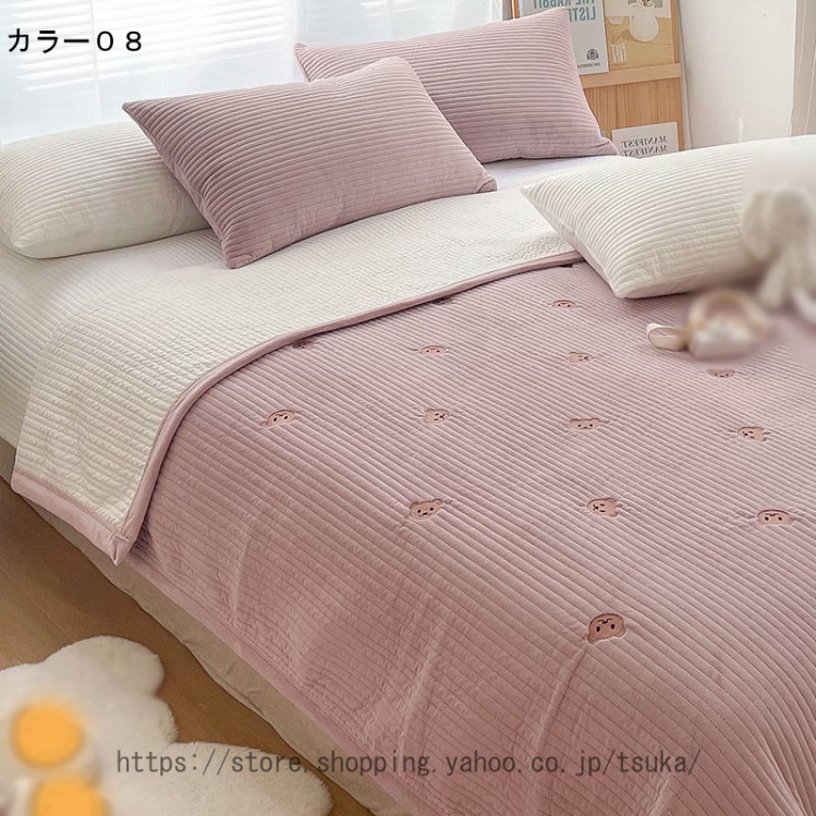 ベッドカバー マルチカバー ベッド用 北欧 寝具カバー 3点セット ベッドスプレッド キルト おしゃれ フリル ベッドシーツ ダブル 単品 丸洗いOK 四季適用 高級の画像
