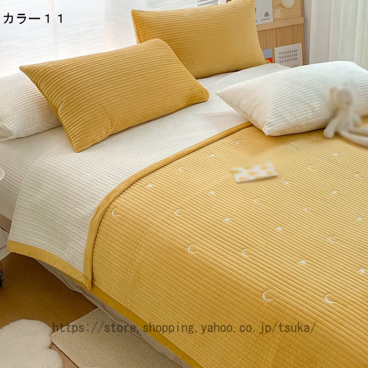 ベッドカバー マルチカバー ベッド用 北欧 寝具カバー 3点セット ベッドスプレッド キルト おしゃれ フリル ベッドシーツ ダブル 単品 丸洗いOK 四季適用 高級の画像