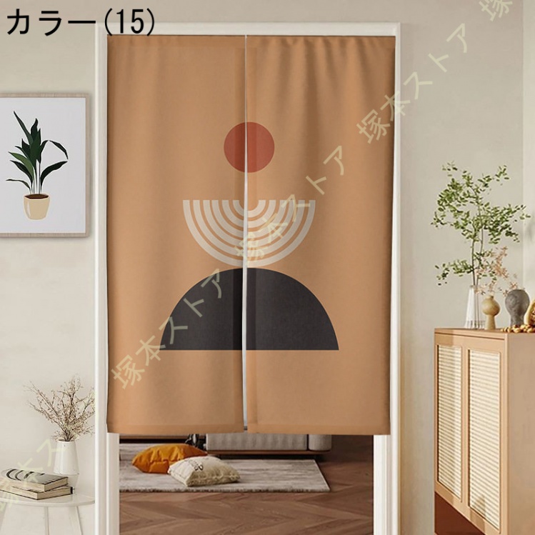 ドアカーテン 幾何 のれん 目隠し 北欧 間仕切り かわいい おしゃれ