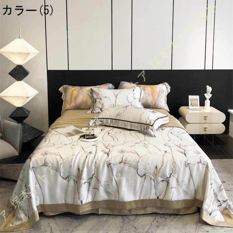 夏用掛け布団 肌掛け布団 ダブル 両面接触冷感 リバーシブル 冷感＆ワッフル タオルケット 冷感キルトケット 単品売り 掛け布団 花柄 4点セット キルトケット_5