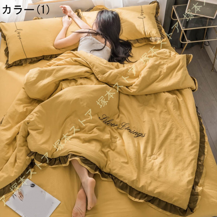 肌掛け布団 フリル 掛け布団 肌ふとん 夏掛け布団 シングル 柔らかな肌触り 夏布団 タオル布団 夏のキルト 薄い 洗える 肌掛けふとん 布団 軽量 中綿 かけ布団_1