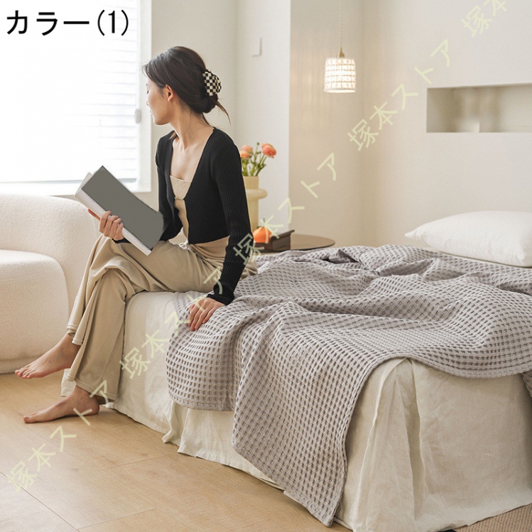 ガーゼケット ハーフサイズ ワッフルケット タオルケット 綿100% 綿 コットン 冷房対策 ブランケット 毛布 寝具 ワッフル織 カバー ...