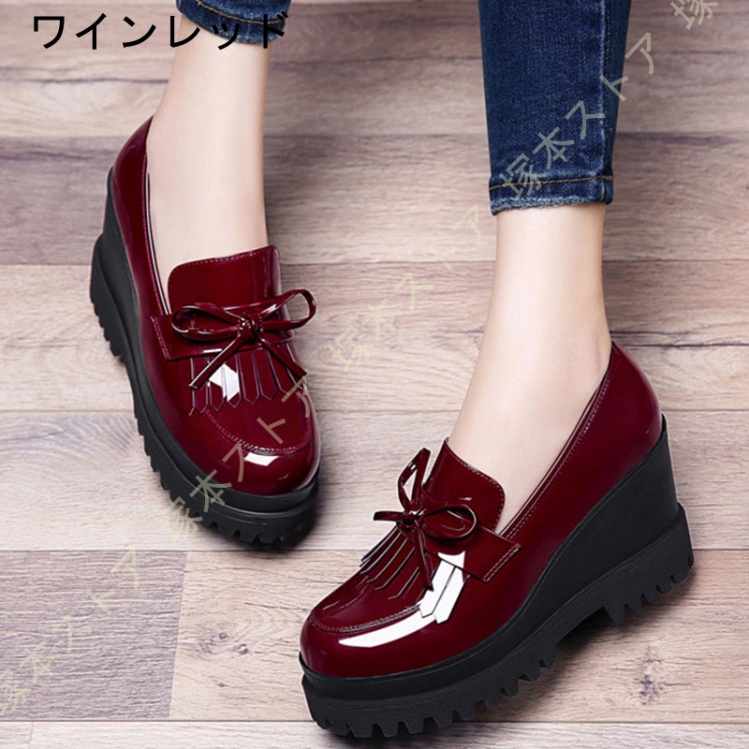 きれいめ パンプス ストーム モカシンシューズ レディース ウェッジソール パンプス 前厚 厚底靴 ラウンドトゥ 可愛い 入学式 ママパンプス おしゃれ 入学式_2
