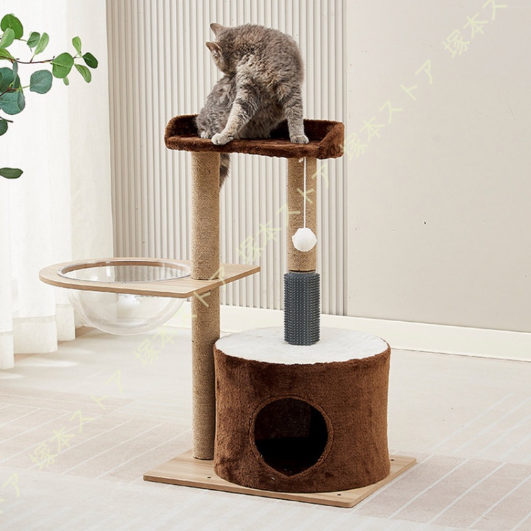 ねこ キャットタワー スリム 据え置き型 省スペース 登りやすい 猫ハウス 隠れ家 ミニ 猫タワー 爪とぎ おしゃれ 可愛い 猫おもちゃ ペットグッズ 猫用品_1