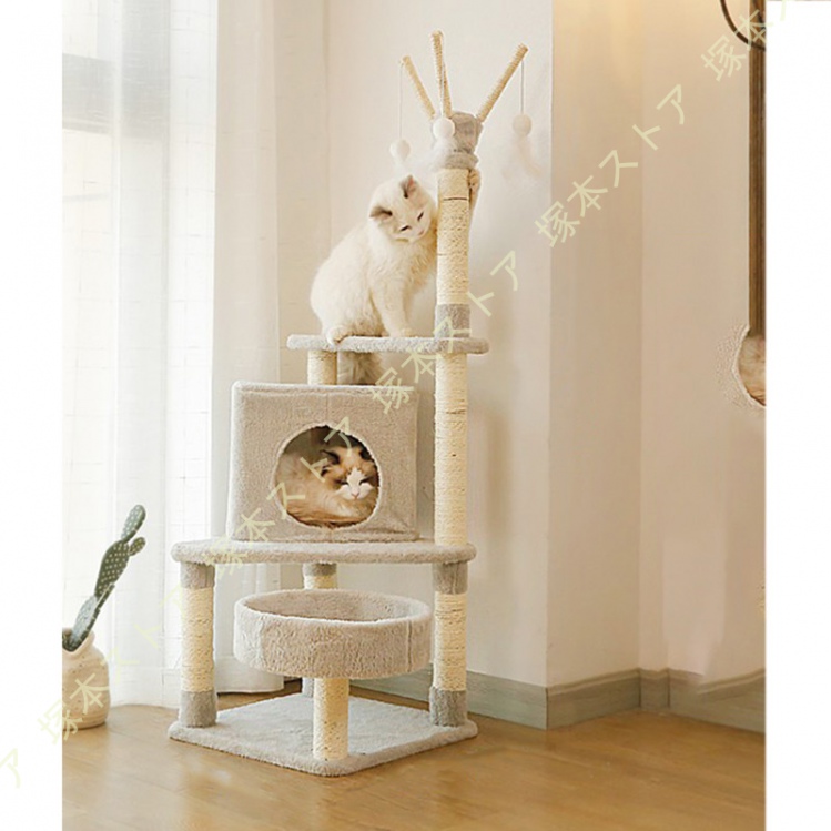 キャットタワー 木製 スリム 短足猫 滑り止めマット 太った猫 シニア猫