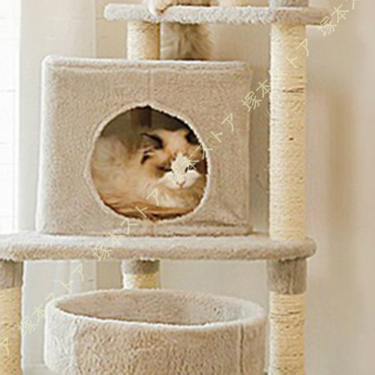 キャットタワー 木製 スリム 短足猫 滑り止めマット 太った猫 シニア猫