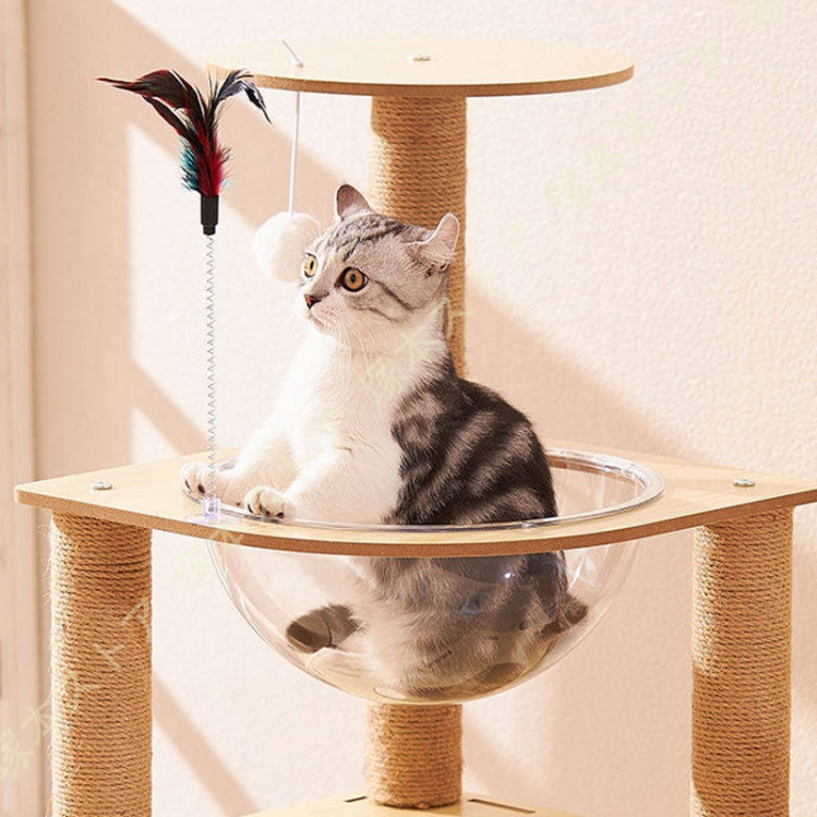 キャットタワー スリム 据え置き 多頭飼い 猫タワー 猫ハウス 爪研ぎ
