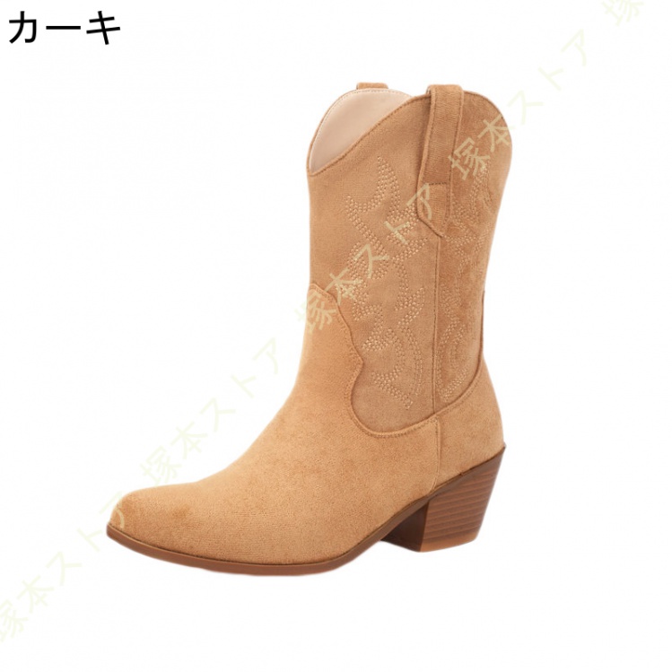 レディース ショートブーツ ウィメンズ ウエスタンブーツ ブラウン系