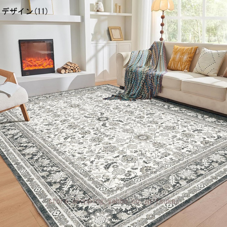 ペルシャ風 ラグ カーペット 1.5畳 2畳 洗える 滑り止め付 床暖房対応