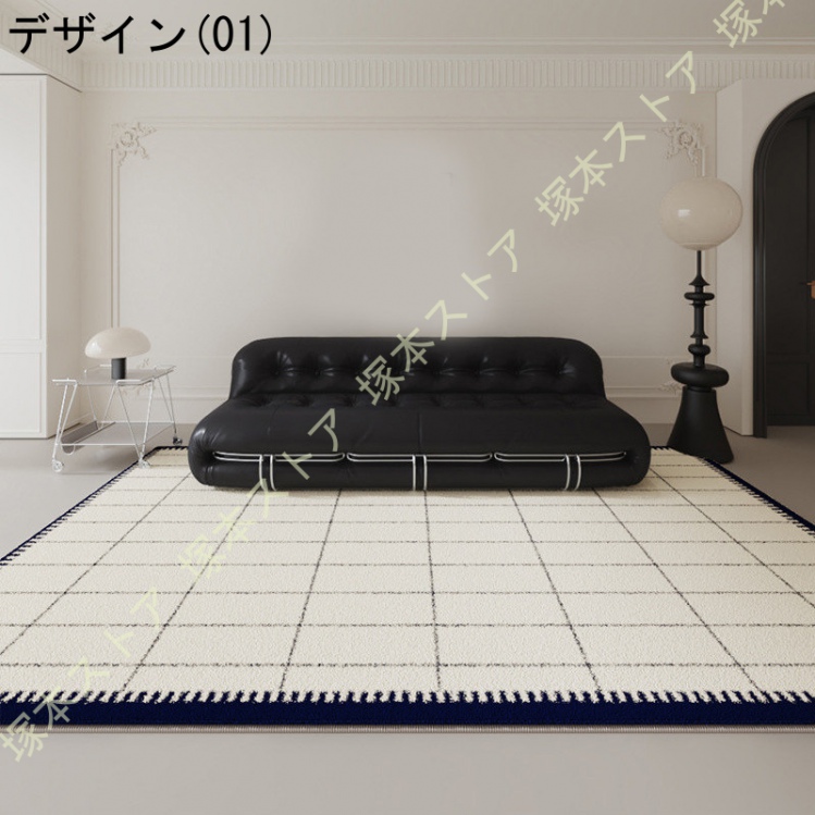 ふわふわラグ 絨毯 じゅうたん 洗える 長方形 北欧 モダン シンプル 可愛い おしゃれ 低反発ラグマット ストライプ柄 防音 敷物 お洒落 秋冬用 インテリア_1