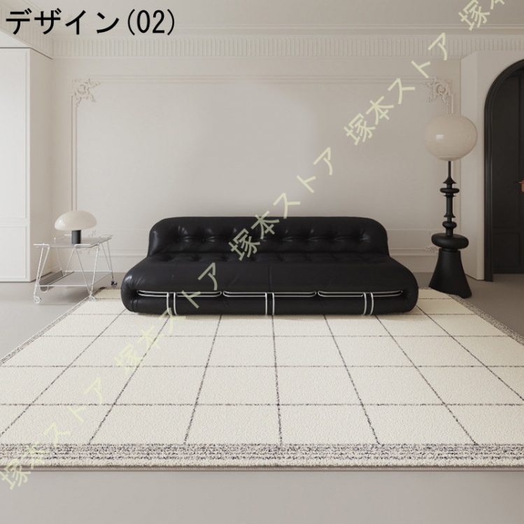 ふわふわラグ 絨毯 じゅうたん 洗える 長方形 北欧 モダン シンプル 可愛い おしゃれ 低反発ラグマット ストライプ柄 防音 敷物 お洒落 秋冬用 インテリア_2