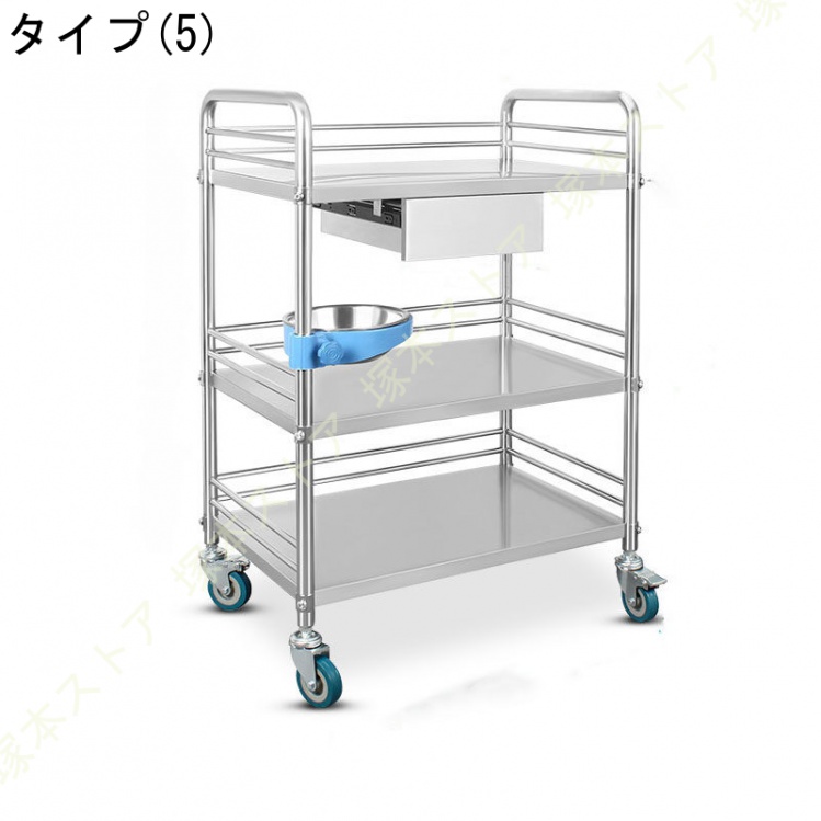医療用トロリー ステンレス ワゴン 鋼トロリー 医療用カート 処置カート 移動式トロリー理学療法モバイルケア車 回診車 車歯 科実験室 業務用_5