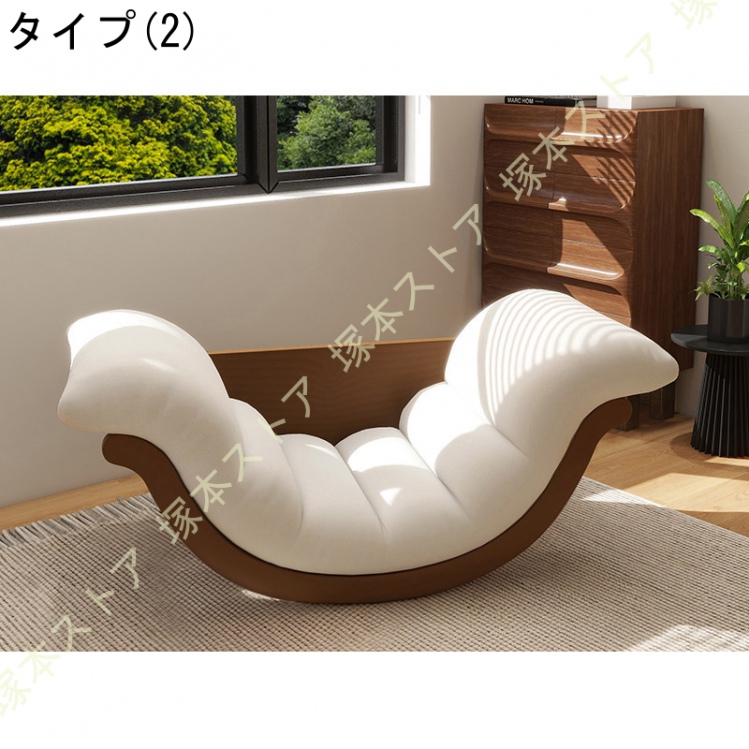 ロッキングチェア多機能リラックスチェア 天然木製 長さ127×幅61×高さ38cm 耐荷重200kgクッション付き 揺れる椅子 通気性あり 椅子 耐荷重200kg_2