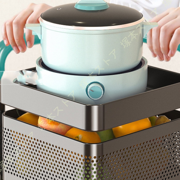 キッチンワゴン 5段 回転 ワゴン キッチンラック 天板 キャスター付