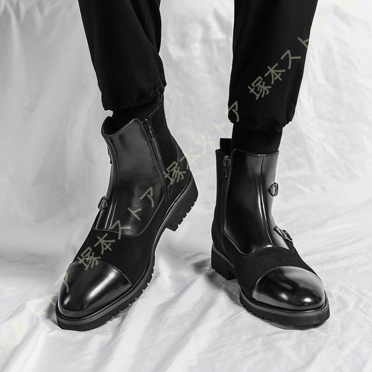 メンズ ショートブーツ サイドジップブーツ ミリタリーブーツ レトロ