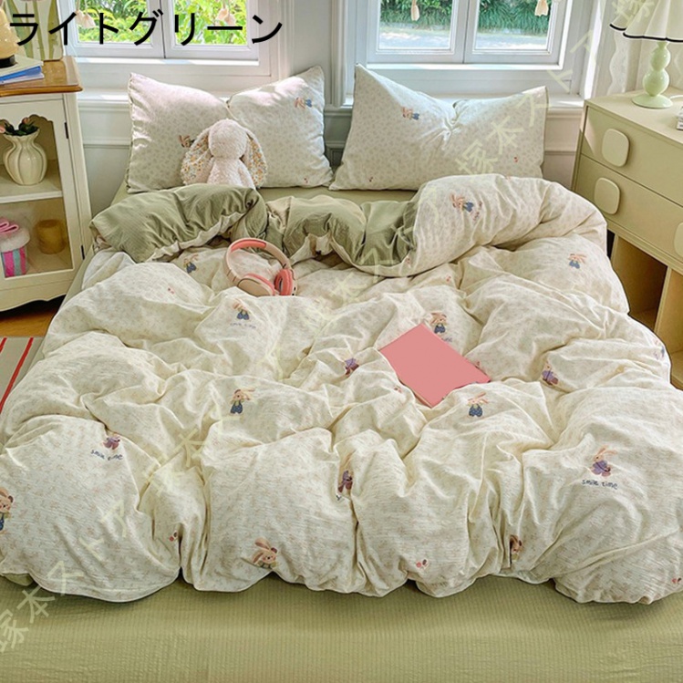 ウェディング 布団カバー ダブル 4点セット 姫系 寝具カバー 3点セット シングル 結婚式 プリンセス風 かわいい フリル 刺繍 ベッドスカート フラットシーツ_6