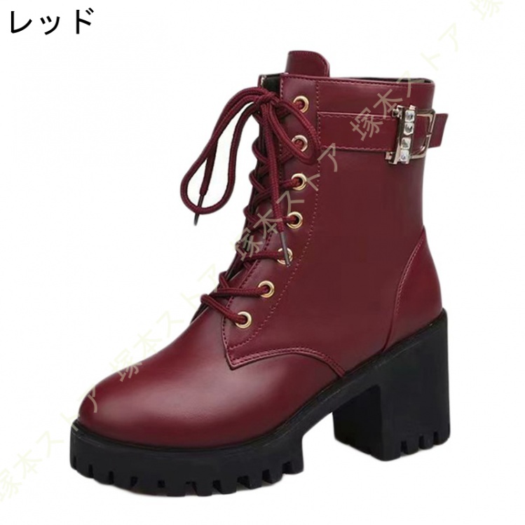 編み上げブーツ ショートブーツ ハイヒール 歩きやすい 厚底