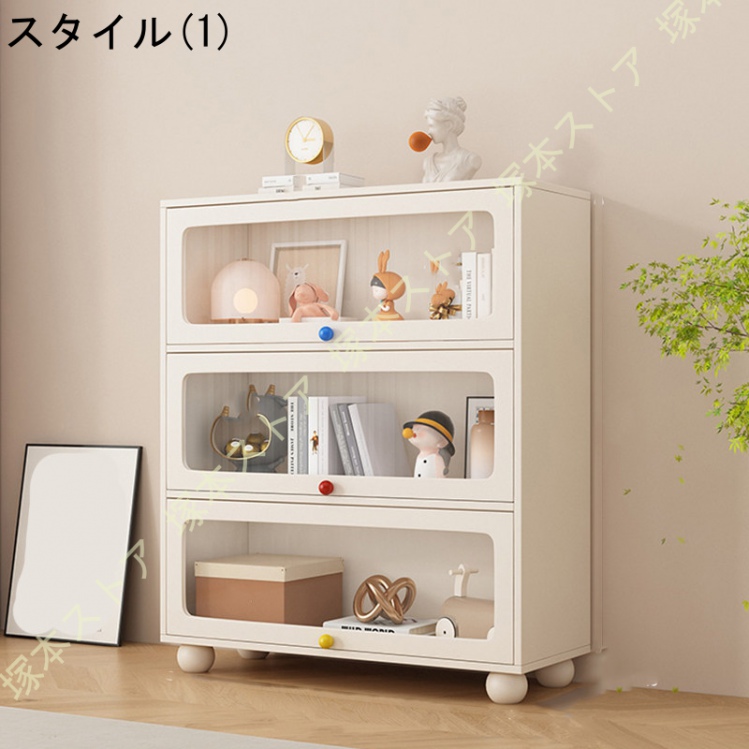 収納棚 ガラス扉付き収納棚 コレクションケース フィギュアケース 木製 大容量 キャビネット ディスプレイケース キャビネットドア 気密性 防塵 リビング 寝室_1
