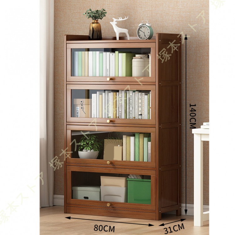 ★クラシック★コレクションケース★キャビネット★飾り棚★書棚★木製家具★ 本棚 扉付き 竹製 キャビネット 大容量 ディスプレイケース 漫画/絵本