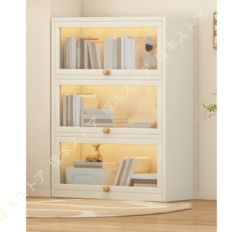 本棚 収納棚 木製 コミック 透明扉付き 整理棚 大容量 省スペース