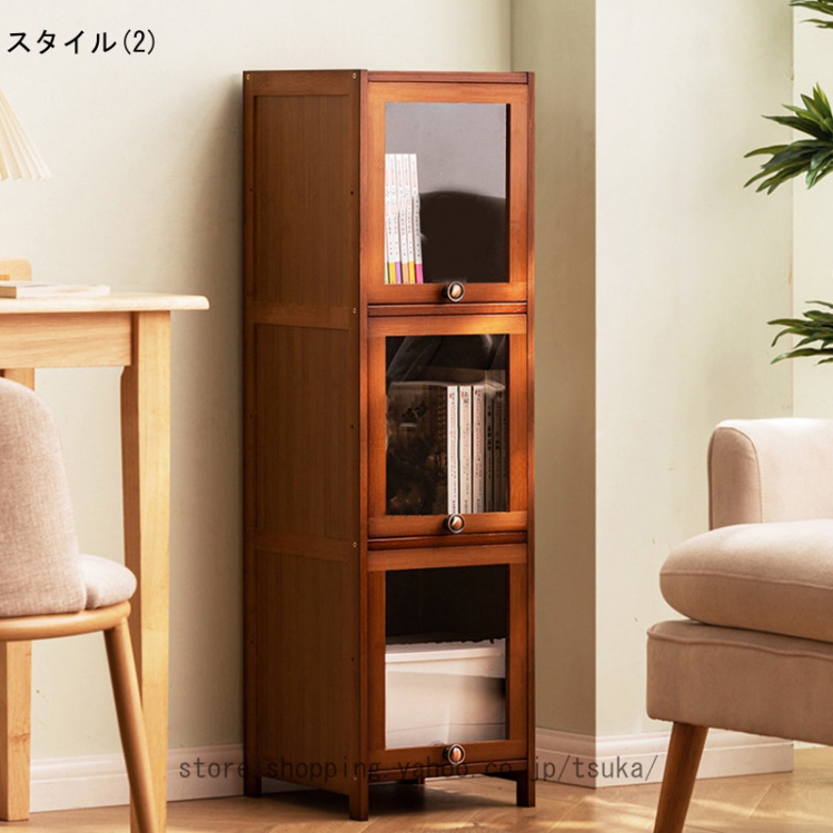 本棚 扉付き 透明 狭いキャビネット 格子 ブックケース 防塵 モダン
