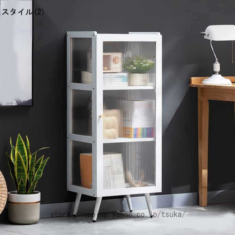 本棚 扉付き 透明キャビネット リビング収納 大容量 コーナー収納 省