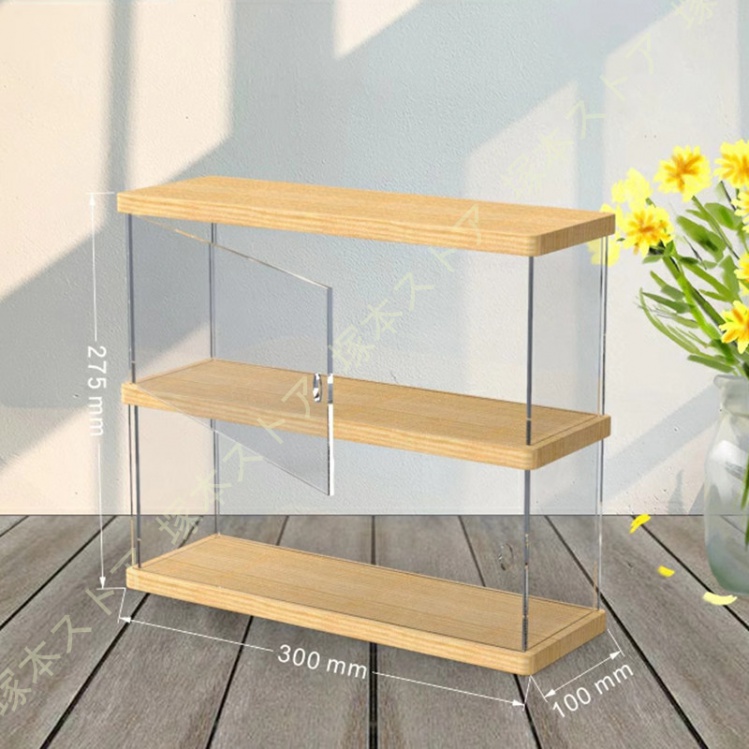 ディスプレイスタンド 収納ケース 木製 テーブルシェルフ 階段状