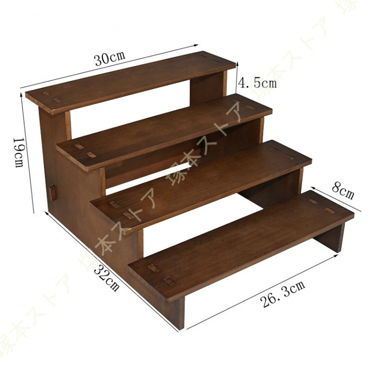 四段 ディスプレイスタンド 木製 フィギュア テーブルシェルフ 階段状
