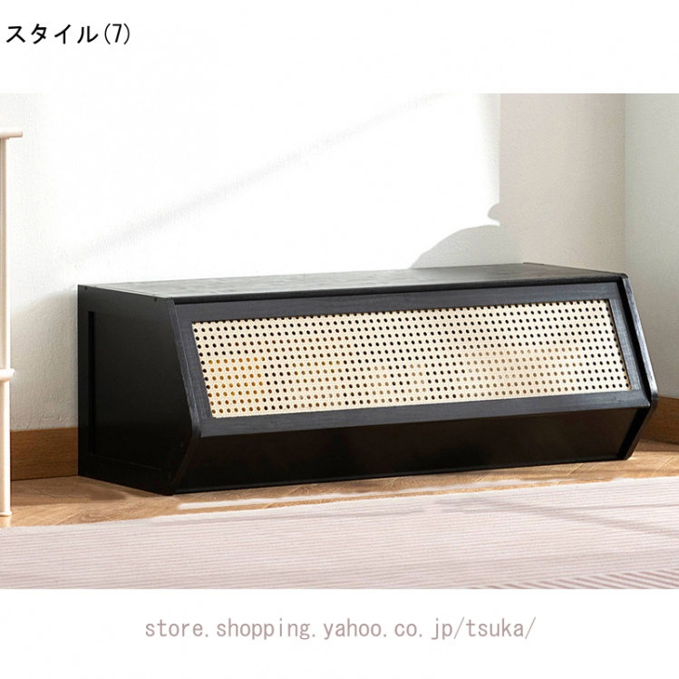 ナイトテーブル サイドチェスト 収納棚 リビングキャビネット 収納 チェスト テレビ台 サイドボード 大容量収納 木製 木目調 ラタン調_7