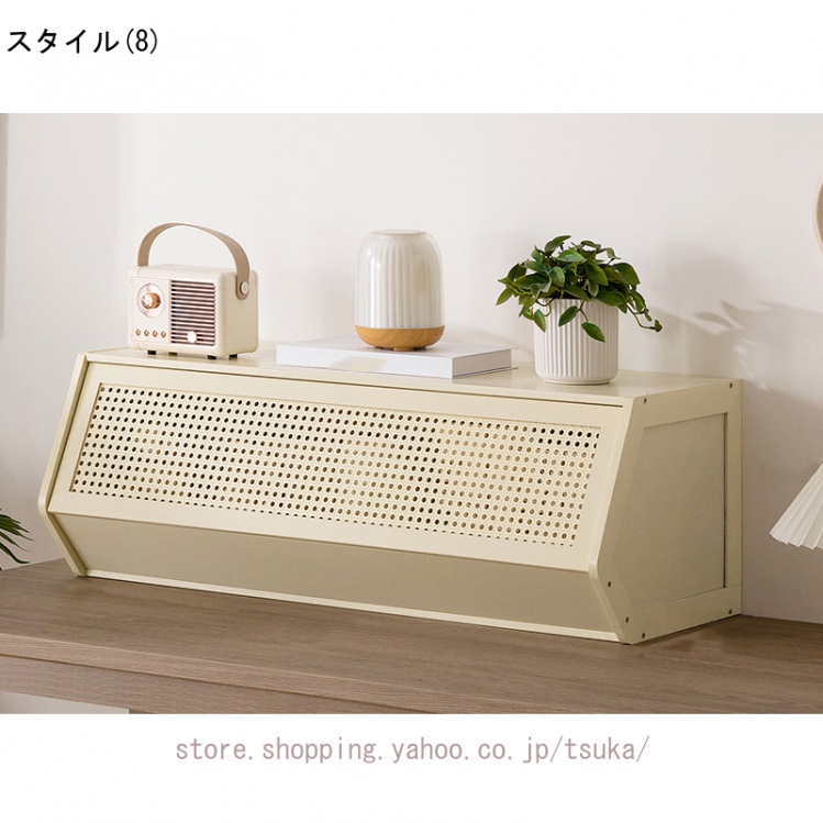 ナイトテーブル サイドチェスト 収納棚 リビングキャビネット 収納 チェスト テレビ台 サイドボード 大容量収納 木製 木目調 ラタン調_8
