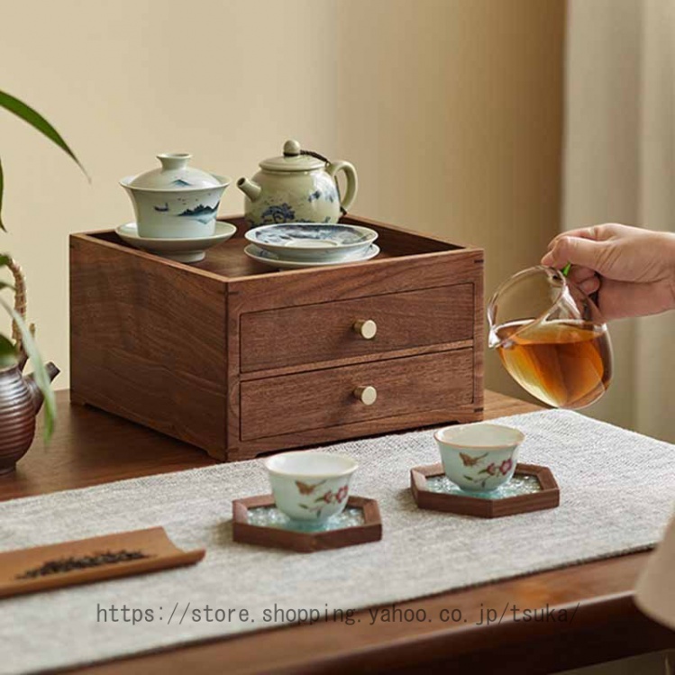 取っ手付き ミニチェスト 木製 卓上収納ボックス 天然木の風合い