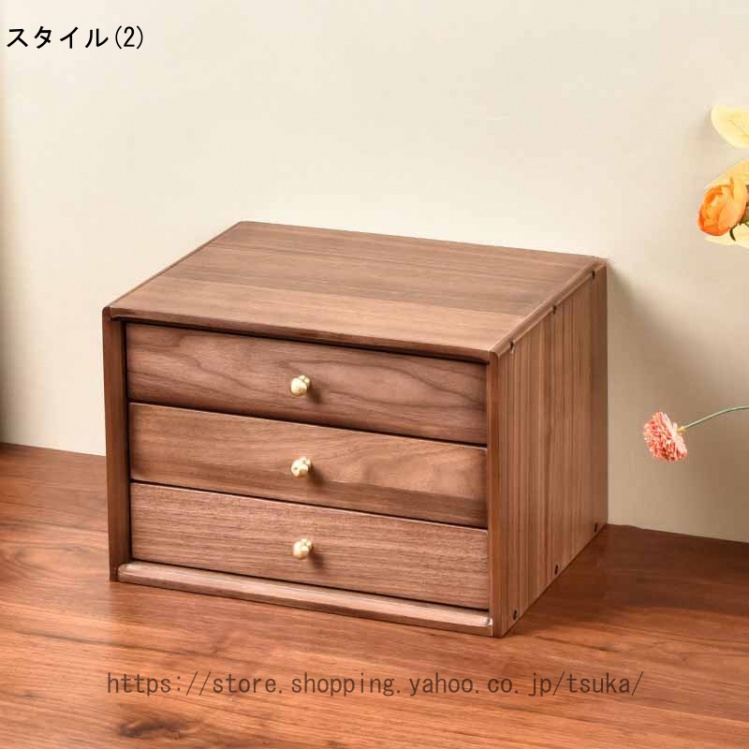 卓上引き出し 木製 大容量 小物収納 ミニチェスト 軽量 アンティーク風 和タンス ウッドボックス 収納チェスト 化粧品収納 寝室 玄関 卓上 オフィス用品_2