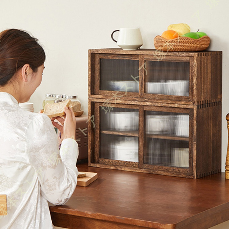 アンティーク風 食器棚 木製 卓上 北欧 インテリア コンパクト 引き戸