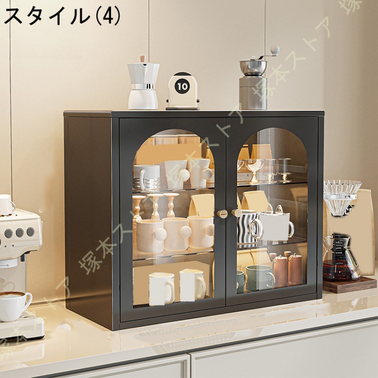 収納キャビネット ミニ食器棚 木製 デスクトップ カップホルダー 台所 キッチン ダイニングテーブル リビングルーム サイドボード 防塵 防湿 防虫 カップ_4