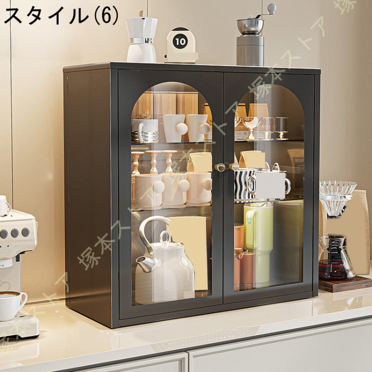収納キャビネット ミニ食器棚 木製 デスクトップ カップホルダー 台所 キッチン ダイニングテーブル リビングルーム サイドボード 防塵 防湿 防虫 カップ_6