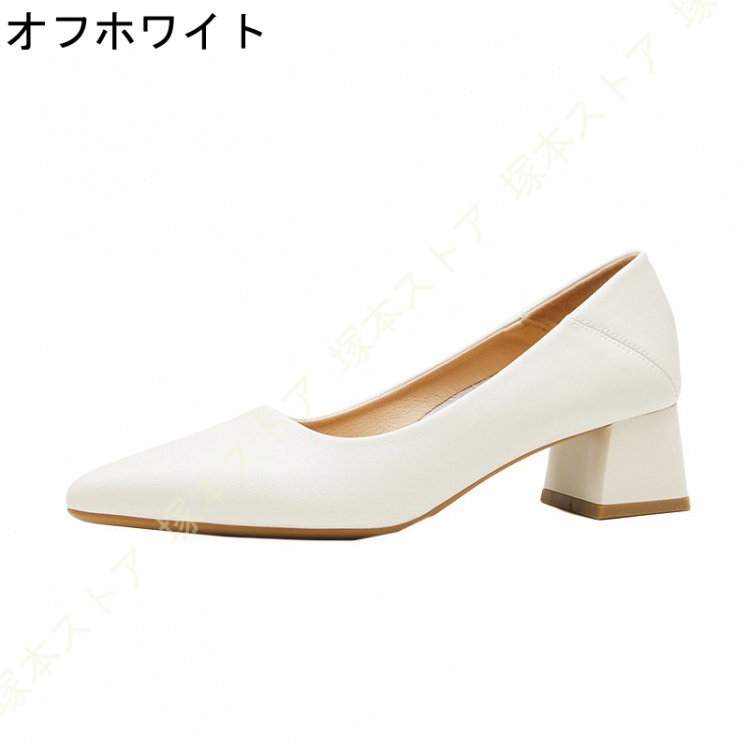 通勤用 コンフォートシューズ 太ヒール パンプス 痛くない レディース 黒 靴 歩きやすい スクエアカット 軽量 5cm リクルート ビジネス フォーマル 仕事 羊革_3