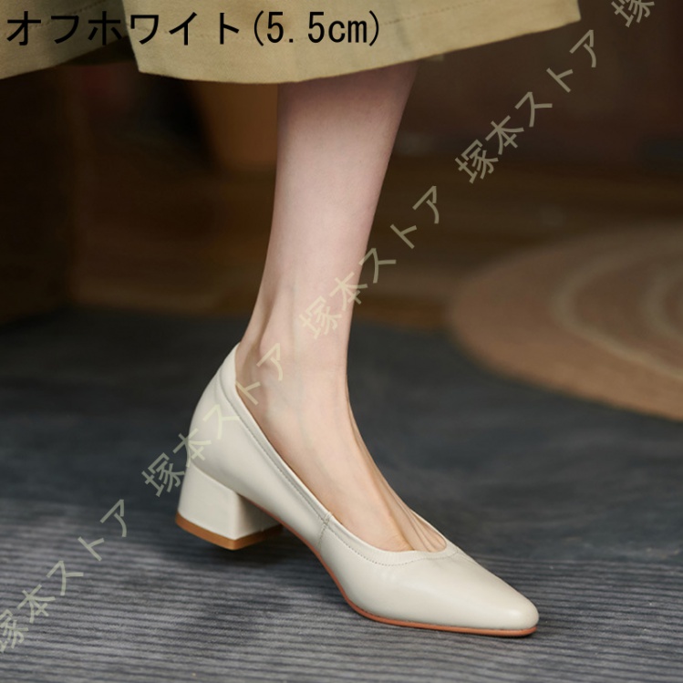 ローヒール パンプス 3.5cmヒール 歩きやすい フォーマル 冠婚葬祭 結婚式パンプス 痛くない 太ヒール ポインテッド 美脚 レディース 靴 5.5センチ ヒール_2