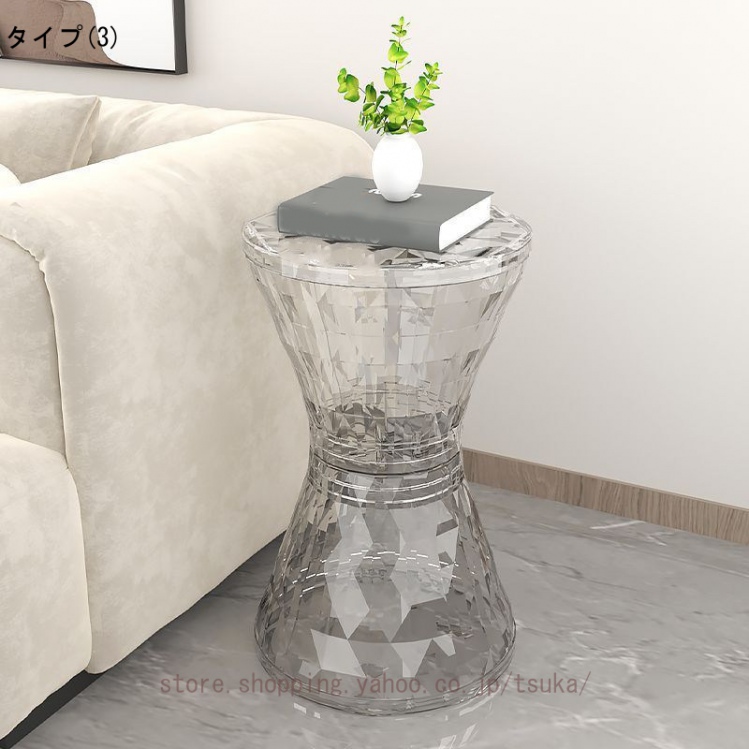 スツール 脱衣所 おしゃれ 丸 花台 モダン サイドテーブル クリスタル