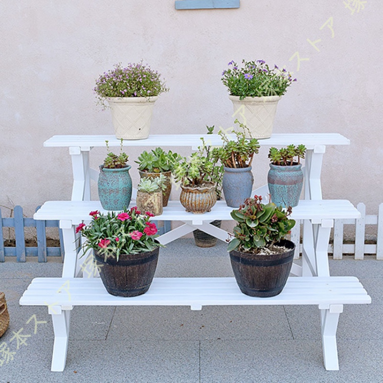 天然木 盆栽台 花台 飾り台3段