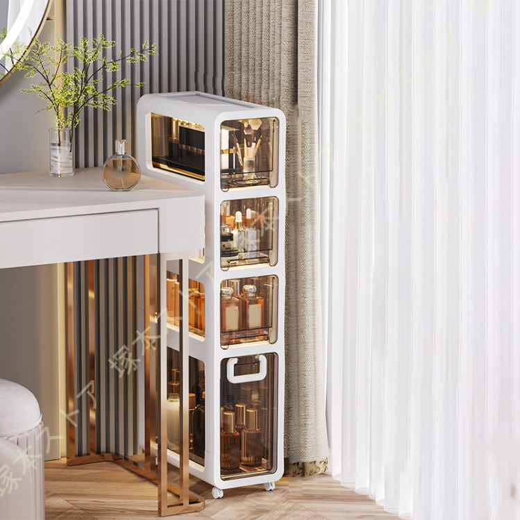 ss6958　無印良品 コスメワゴン 2段 引出2杯 ナチュラル キャスター付き 良品計画 MUJI 木製 移動式 メイクワゴン 化粧品 収納ボックス 収納ワゴン ボトル収納 メイクボックス 中古 竹材 スリムワゴン | 無印良品