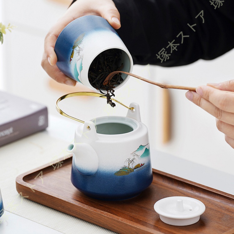 急須 急須セット380ml 丸平型急須 お茶の葉桐 急須茶器セット セラ