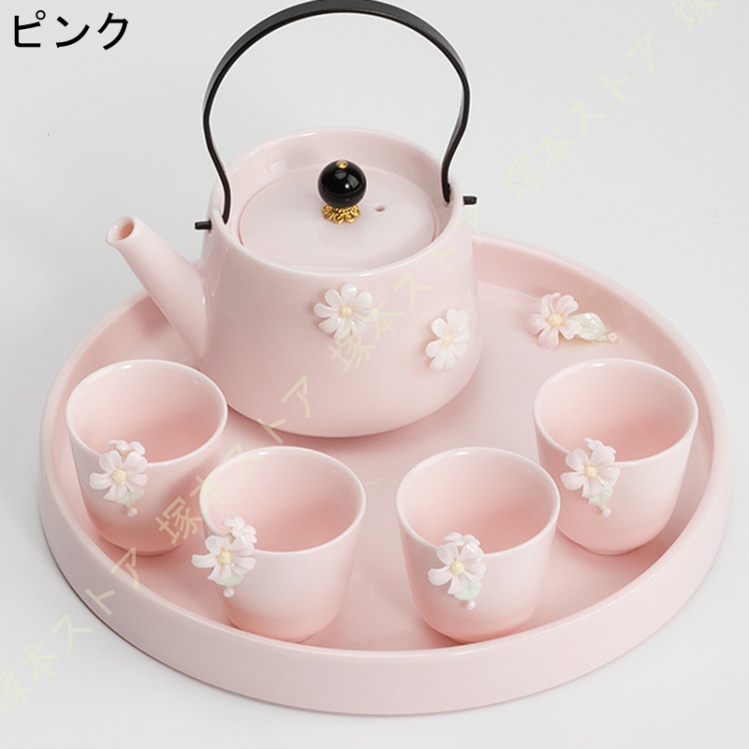 かわいい花柄の茶器5点セット 湯呑 急須 ポット 茶器 オシャレ食器 お洒落 可愛い かわいい 陶器 和食器 食洗機可 業務用 ギフト プレゼント  誕生日 出産祝い : mo8-ql0-muhjpl : 塚本ストア - 通販 - Yahoo!ショッピング